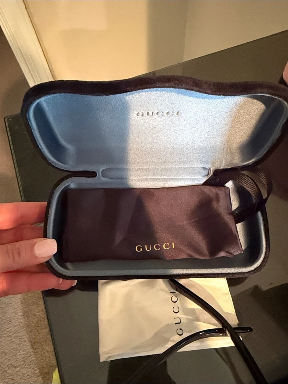 Gucci Women's Burgundy Tortoiseshell Sunglasses with Gradient Lenses
